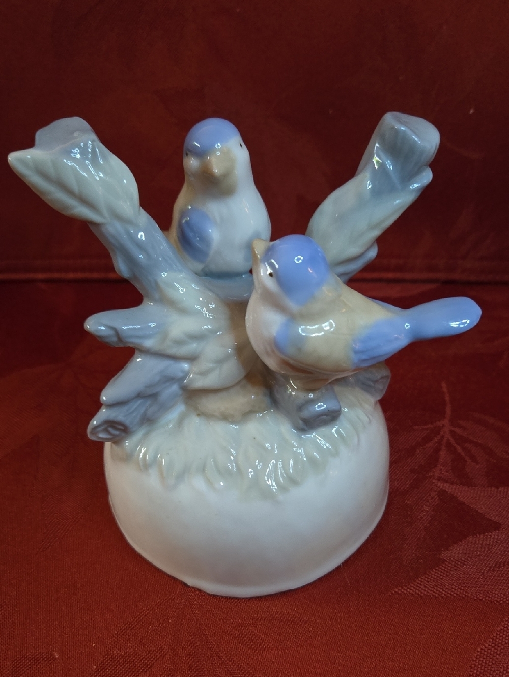 Porcelain Blue & White Bird Figurine Decorative Accent